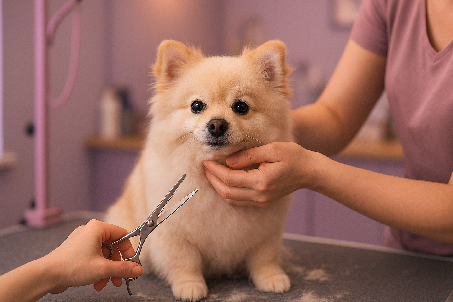 Hund wird liebevoll gepflegt im Hundesalon Die Kleinen Pfoten in Wels